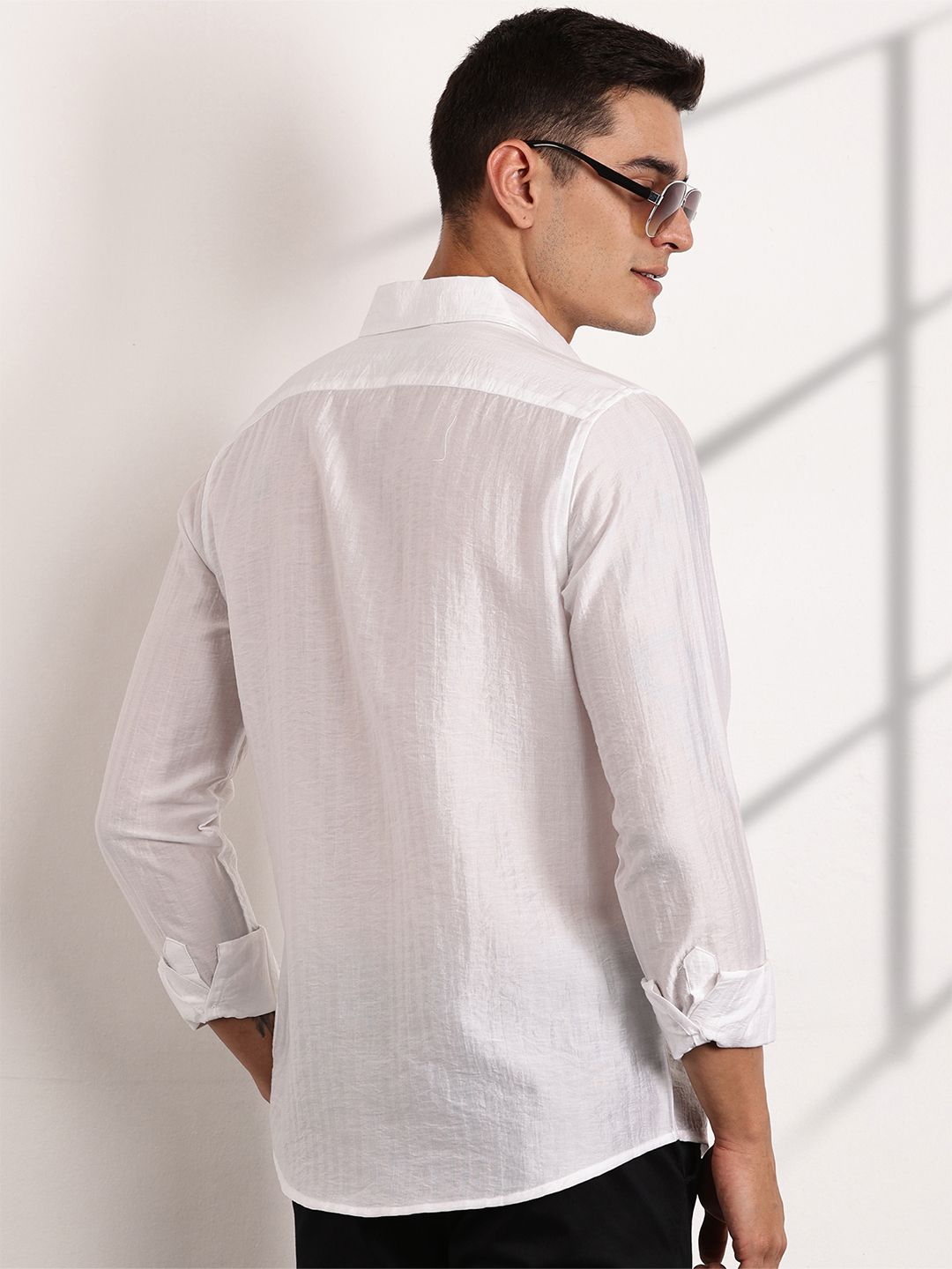 Thomas Scott Men Classic Slim Fit Opaque Casual Shirt