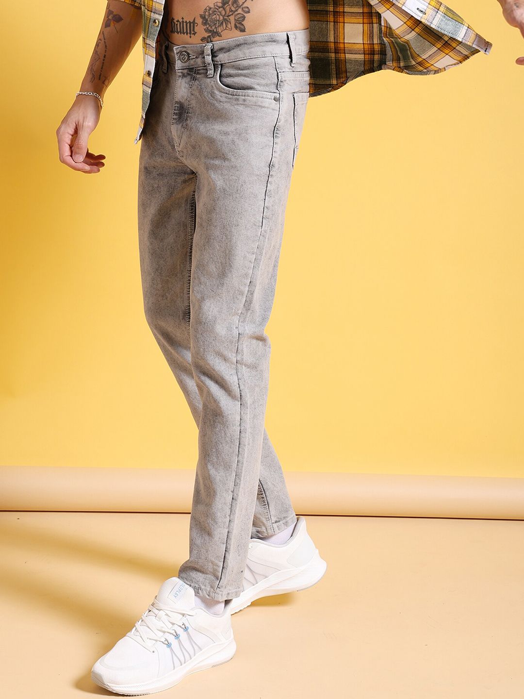 The Indian Garage Co Men Slim Fit Clean Look Mid-Rise Stretchable Jeans