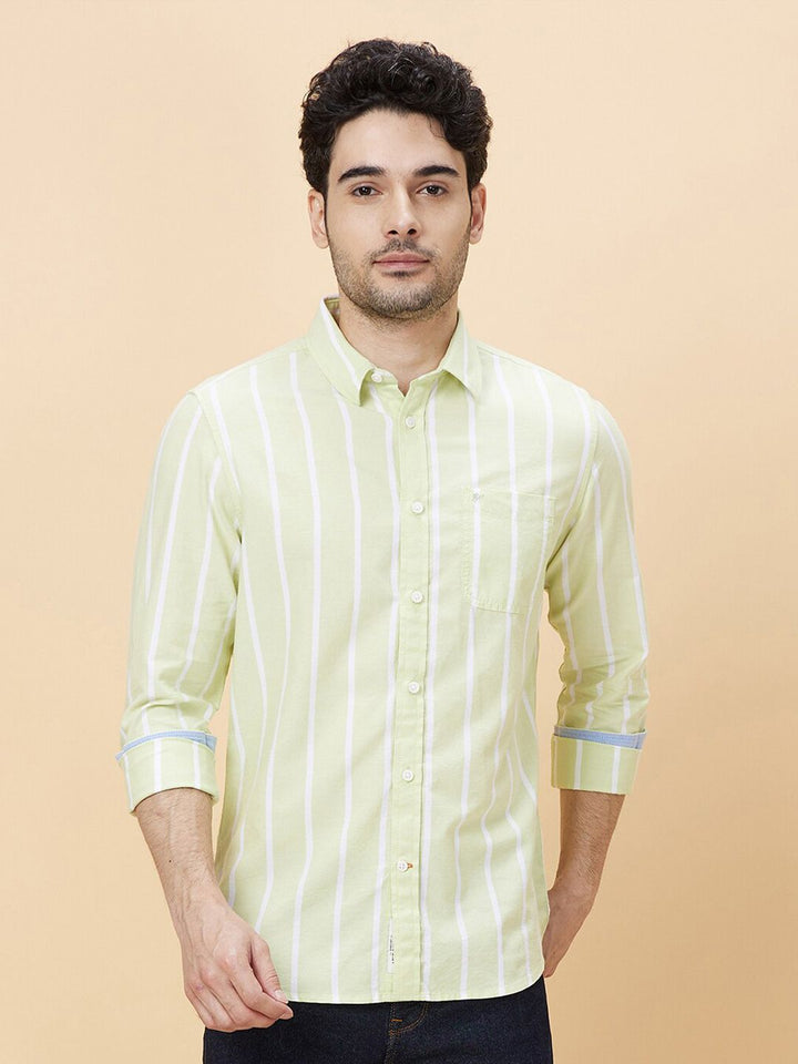 Being Human Slim Fit Striped Opaque Cotton Checked Casual Shirt