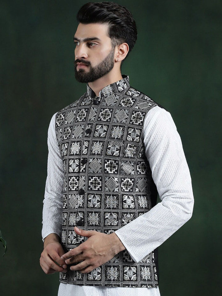 SOJANYA Jaket Tenun Nehru Lelaki Sulam