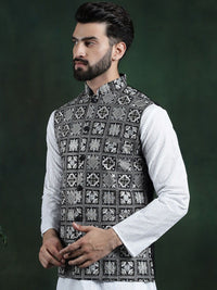 SOJANYA Jaket Tenun Nehru Lelaki Sulam