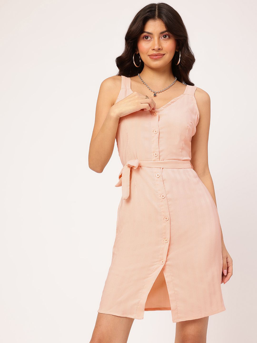 DressBerry Diva Dynasty Striped Waist Tie-Up Sleeveless Mini Dress