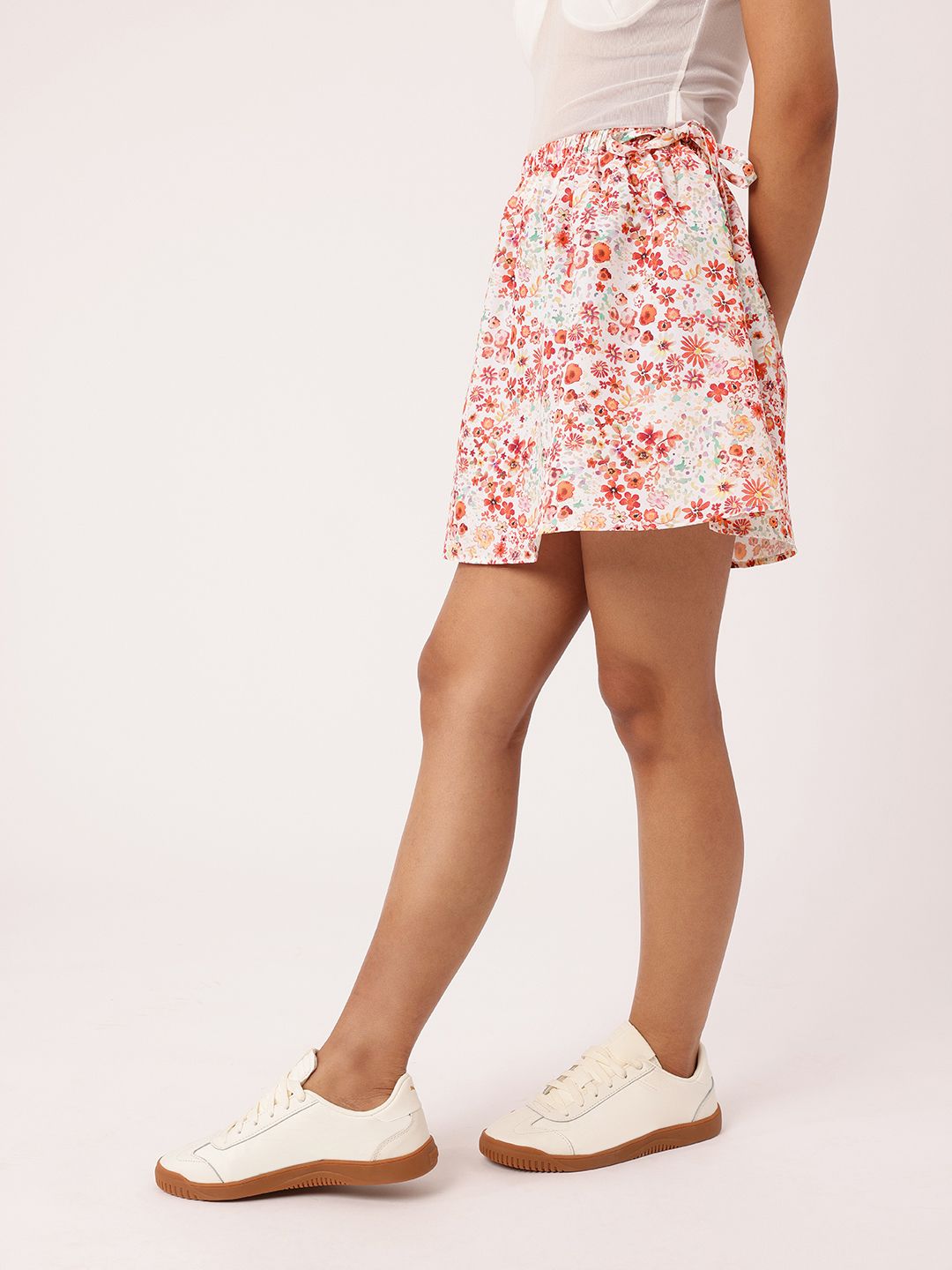 DressBerry Women Floral Printed Tie-Ups A-Line Mini Skirt