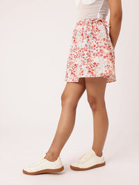 DressBerry Women Floral Printed Tie-Ups A-Line Mini Skirt