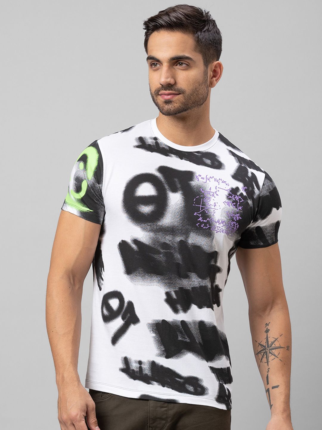 Being Human Men White Typography Printed Cotton T-shirt