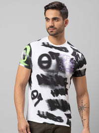 Being Human Men White Typography Printed Cotton T-shirt