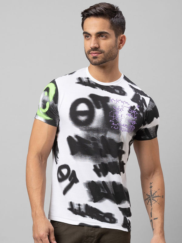 Being Human Men White Typography Printed Cotton T-shirt