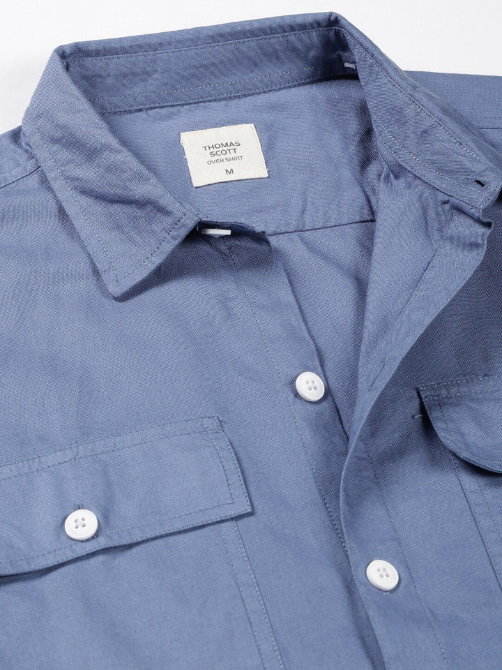 Thomas Scott Smart Spread Collar Short Sleeves Cotton Boxy Casual Shirt