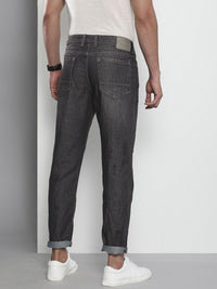 The Indian Garage Co Men Charcoal Grey Mildly Distressed Stretchable Jeans