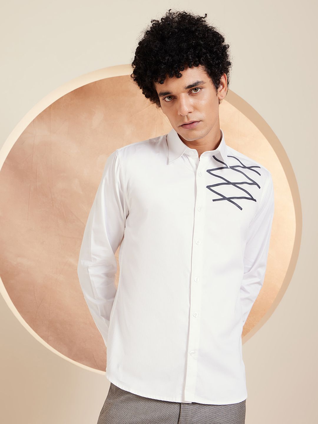 DENNISON Smart Geometric Printed Cotton Casual Shirt