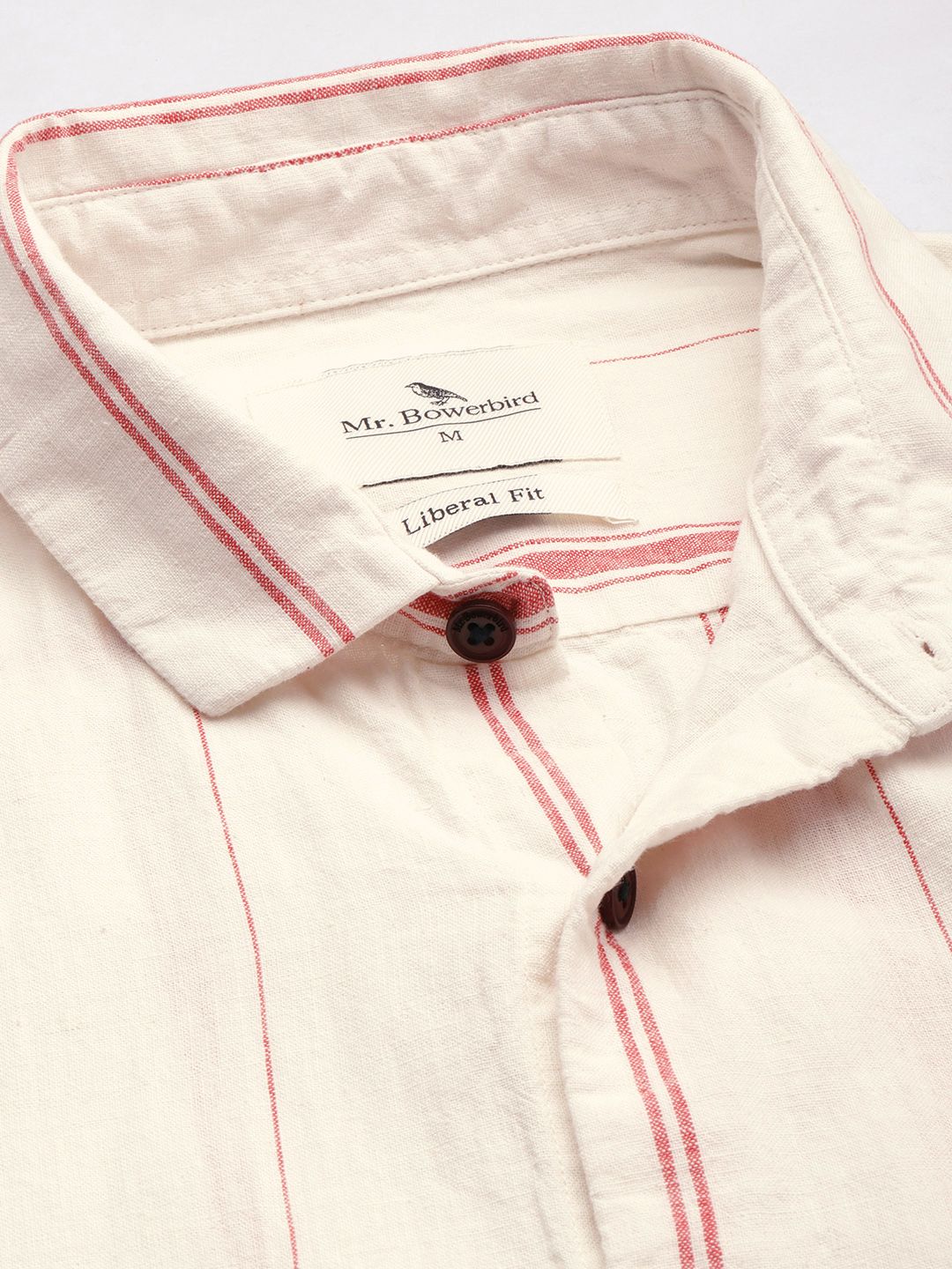 Mr Bowerbird Men Beige & Pink Striped Casual Shirt