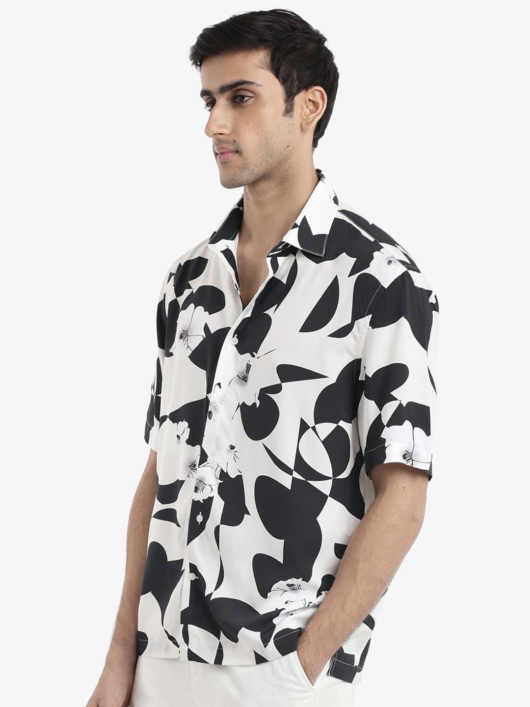 RARE RABBIT Men Talitha Boxy Opaque Printed Shirt