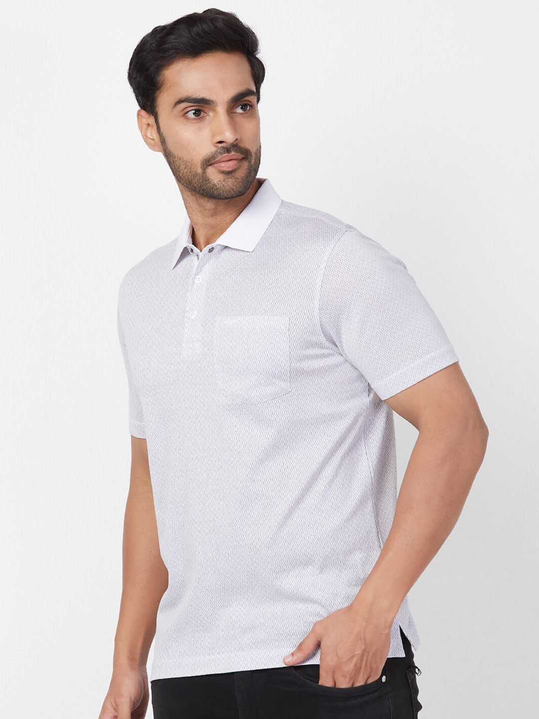 Park Avenue Geometric Printed Polo Collar Cotton Slim Fit T-shirt