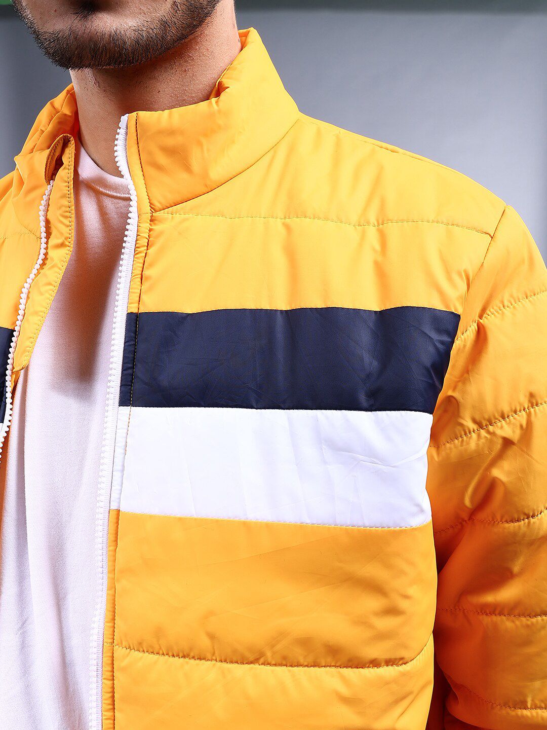 The Indian Garage Co Men Colourblock Regular Fit Puffer Jacket