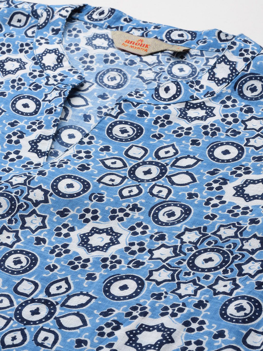 Anouk Ethnic Motifs Printed Band Collar Straight Kurta with Trousers & Dupatta