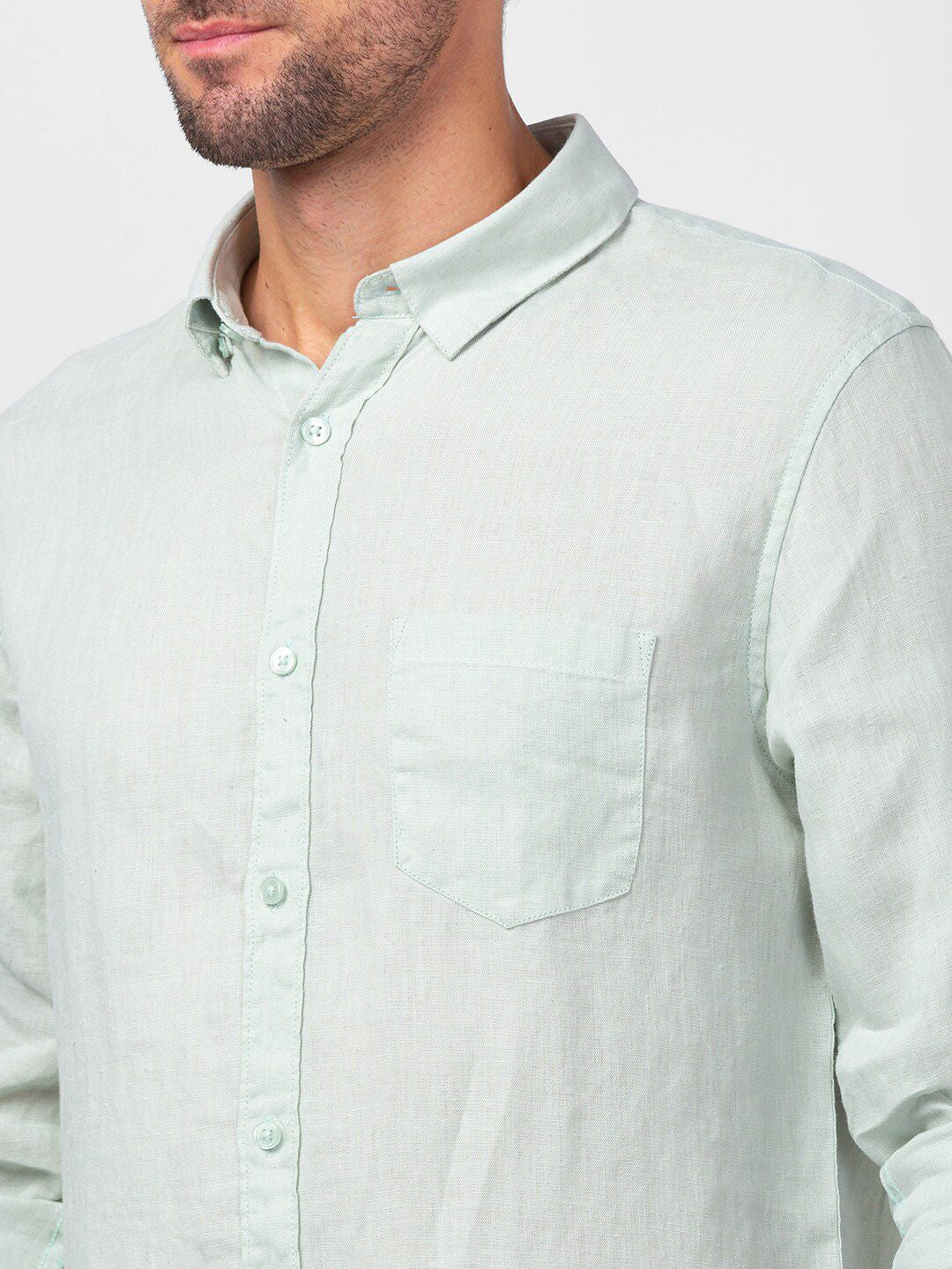 SPYKAR Men Slim Fit Casual Linen Shirt