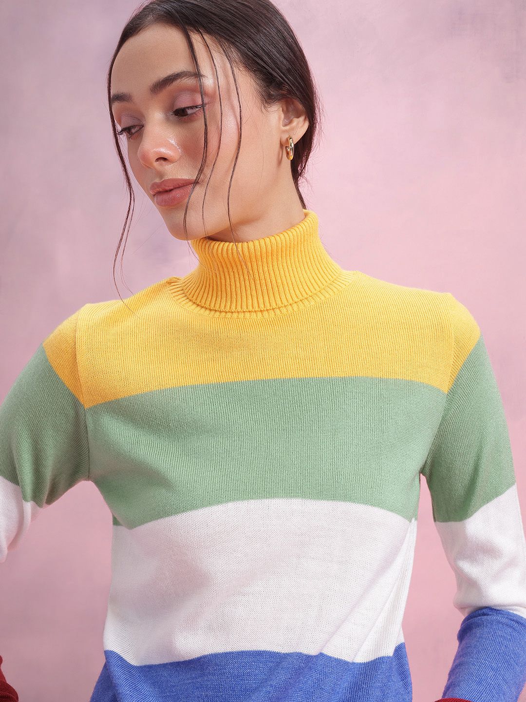 DressBerry Striped Colourblocked Pullover