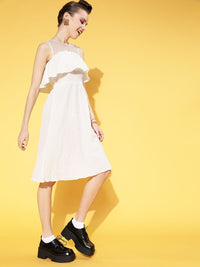Athena Women Stunning White Solid Sun Dress