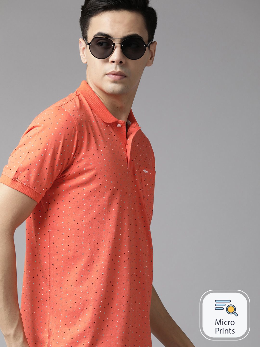 Park Avenue Men Printed Polo Collar Slim Fit T-shirt