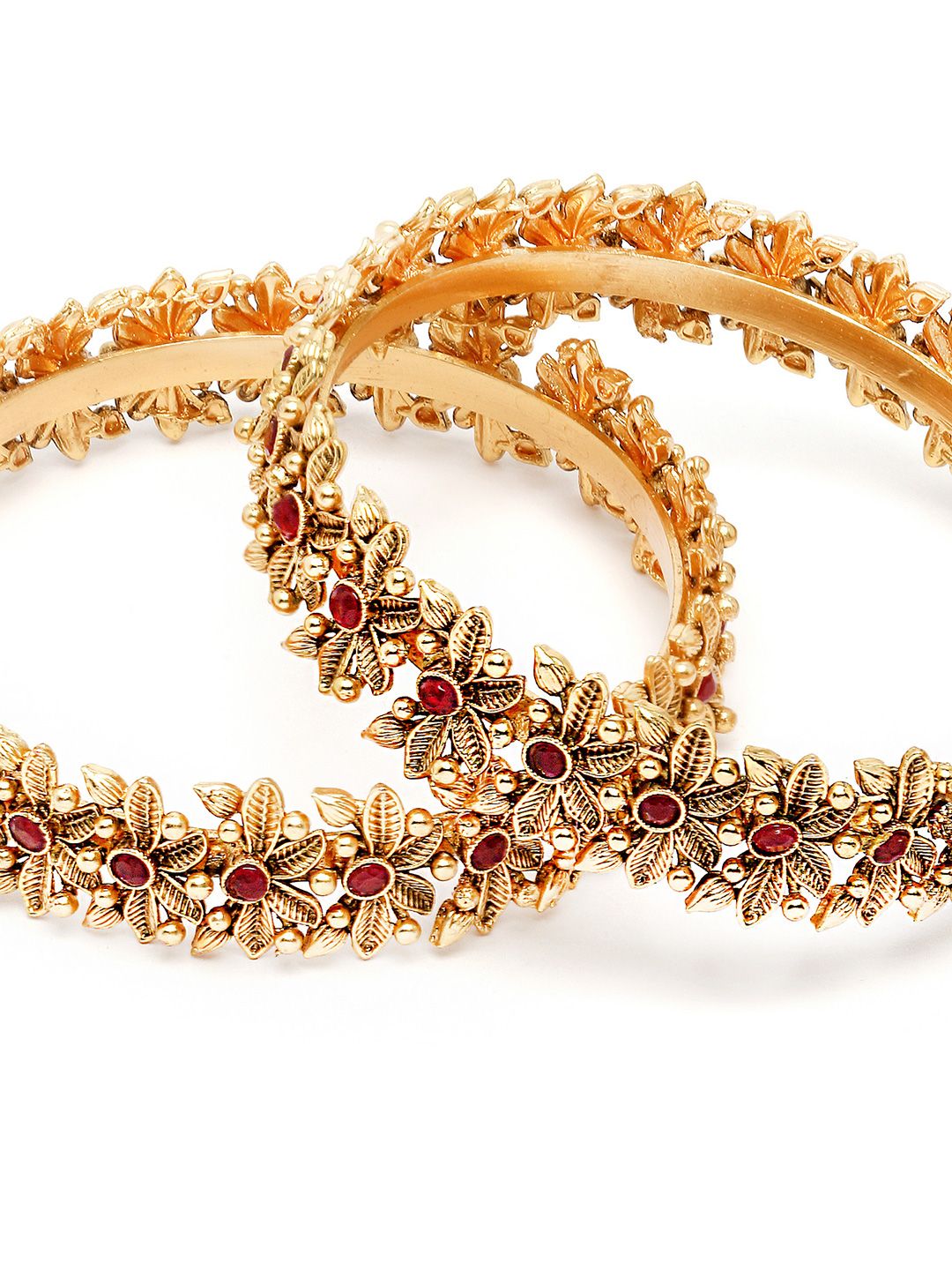 KARATCART Set Of 2 Gold-Plated Kundan-Studded Bangles