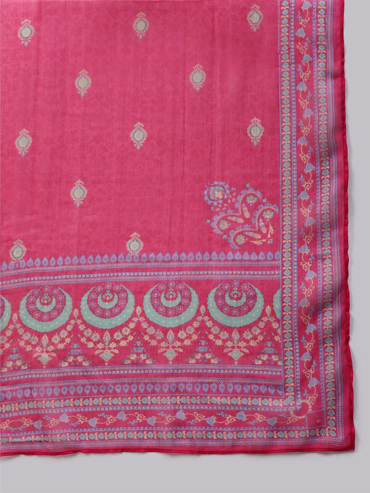W Women Plus Size Purple Floral Printed Kurta & Leggings With Dupatta