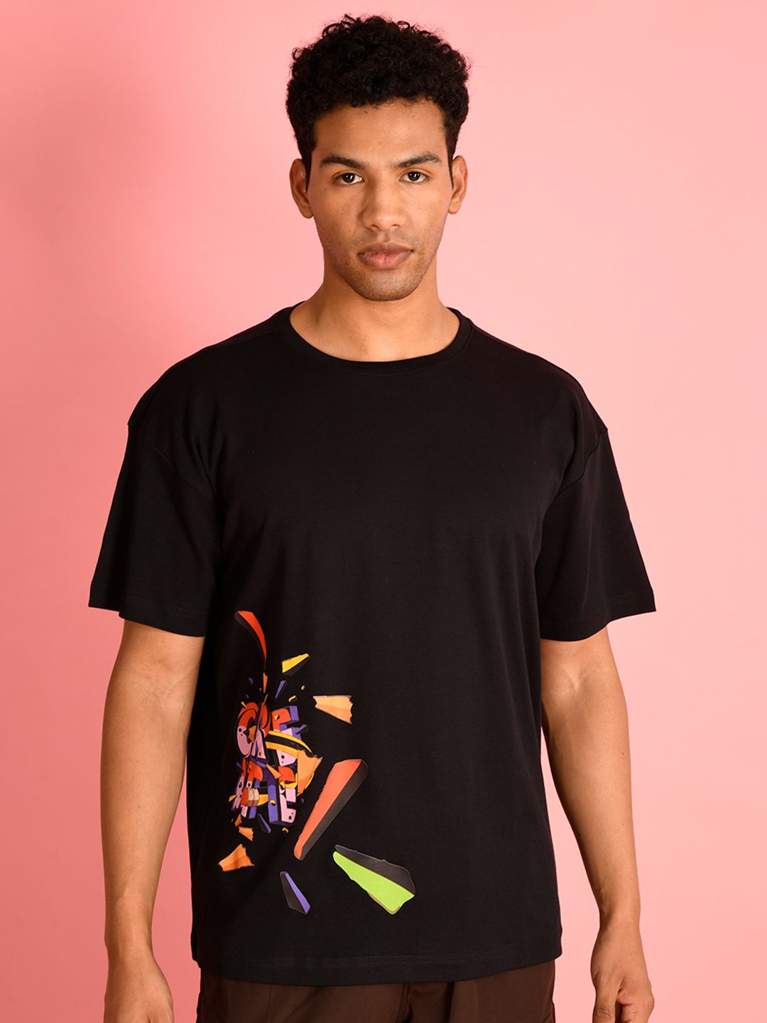 Bene Kleed Men Typography Printed Round Neck Cotton Oversized T-shirt