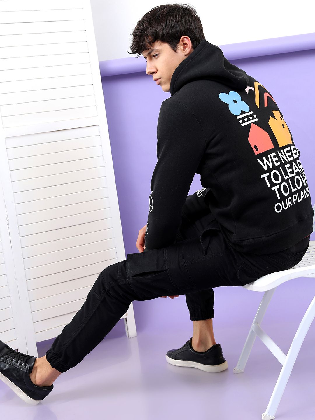 HIGHLANDER Men Black Hooded Sweatshirt