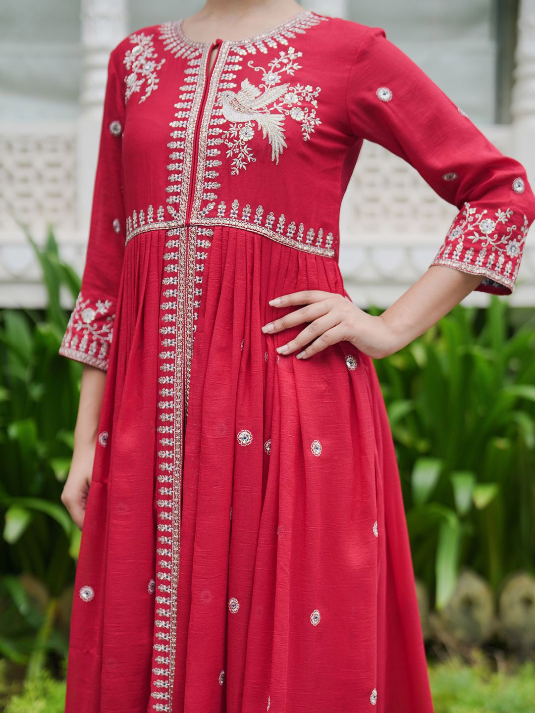 Indo Era Women Ethnic Motifs Embroidered Empire Kurta with Trousers