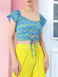 DressBerry Poolside Bloom Floral Tie-Up Crop Top