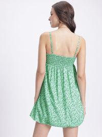 DressBerry Bloom & Beyond Smocked Back Floral Print Mini Balloon Dress