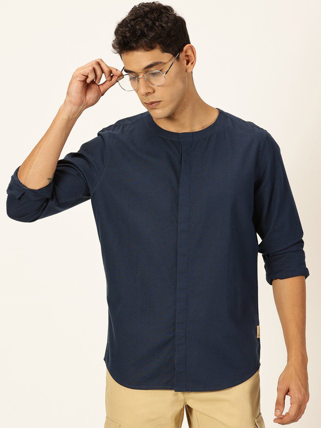 Thomas Scott Men Premium Cotton Linen Slim Fit Opaque Casual Shirt