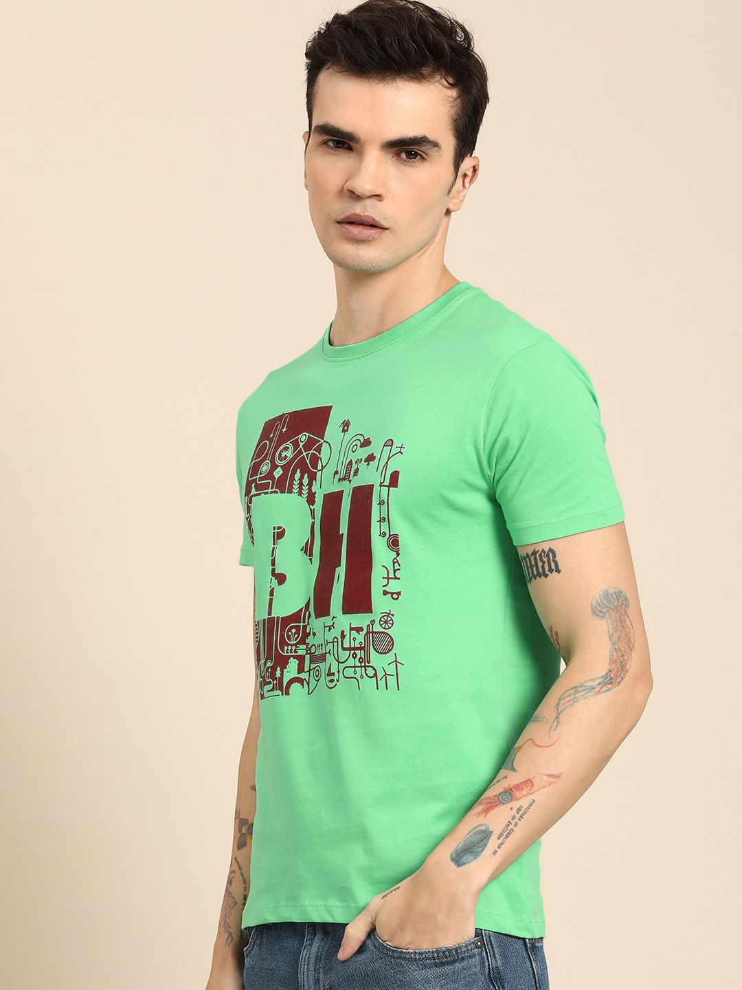 Being Human Pure Cotton Graphic Printed Casual T-shirt