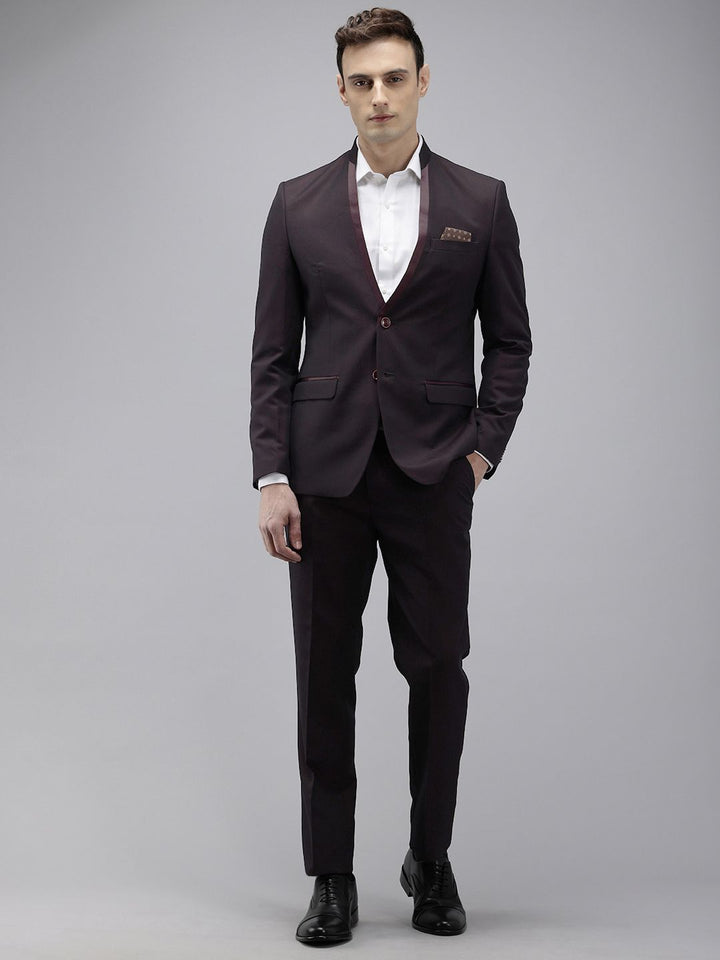Park Avenue Self Design Textured Single Breasted Super Slim Fit 2 Piece Party Suits