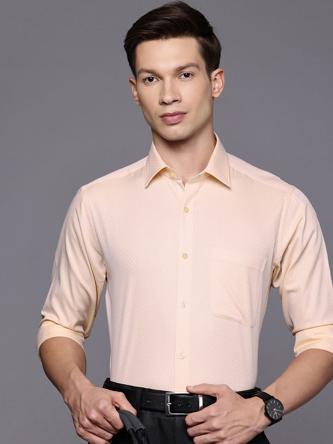 Raymond Slim Fit Textured Pure Cotton Formal Shirt