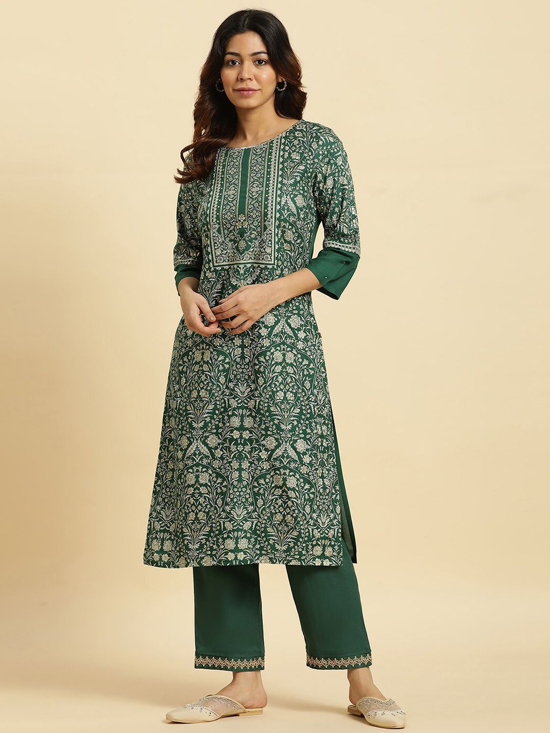 W Women Hem Design Straight Fit Palazzos