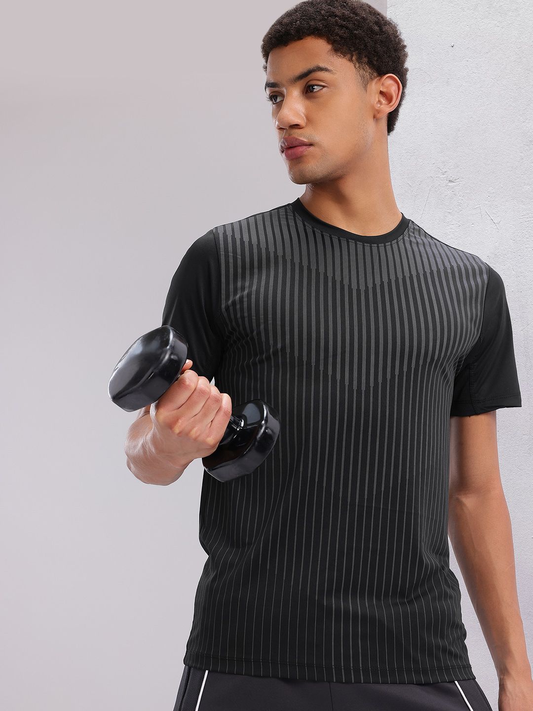 HRX by Hrithik Roshan Striped Rapid Dry Training T-shirt