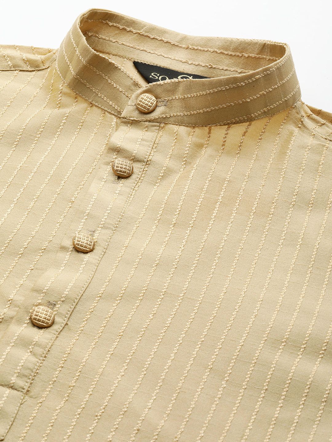 SOJANYA Kurta Belang Beige Lelaki dengan Piyama & Jaket Nehru