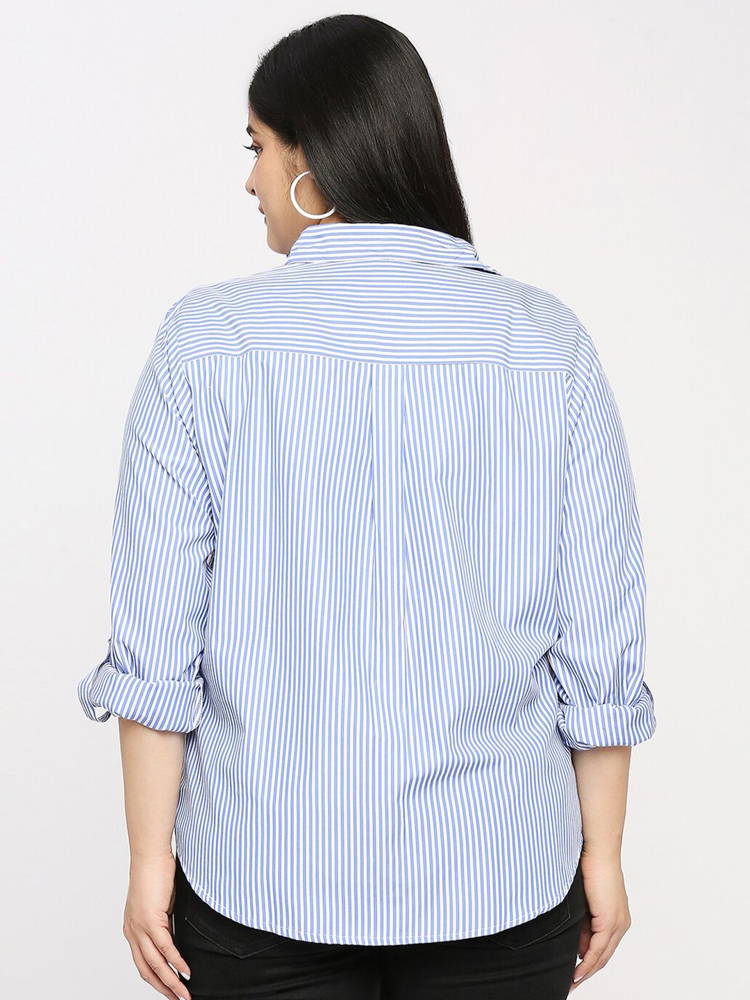 Style Quotient Plus Size Striped Smart Formal Shirt