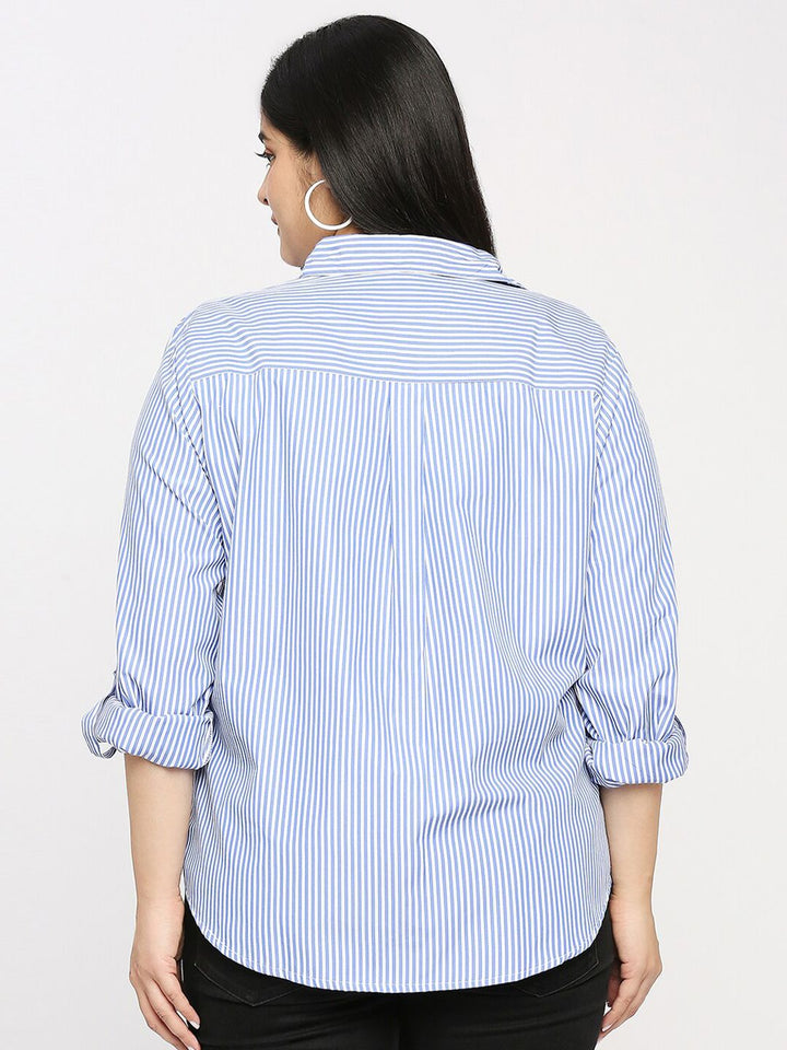 Style Quotient Plus Size Striped Smart Formal Shirt