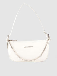 Lino Perros White Croc Textured Baguette Bag