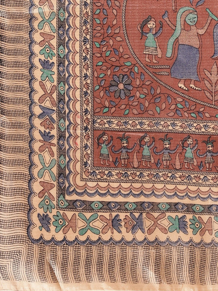 Saree mall Brown & Beige Woven Design Sarees