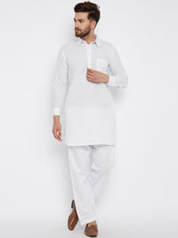 SOJANYA Men White Solid Straight Kurta