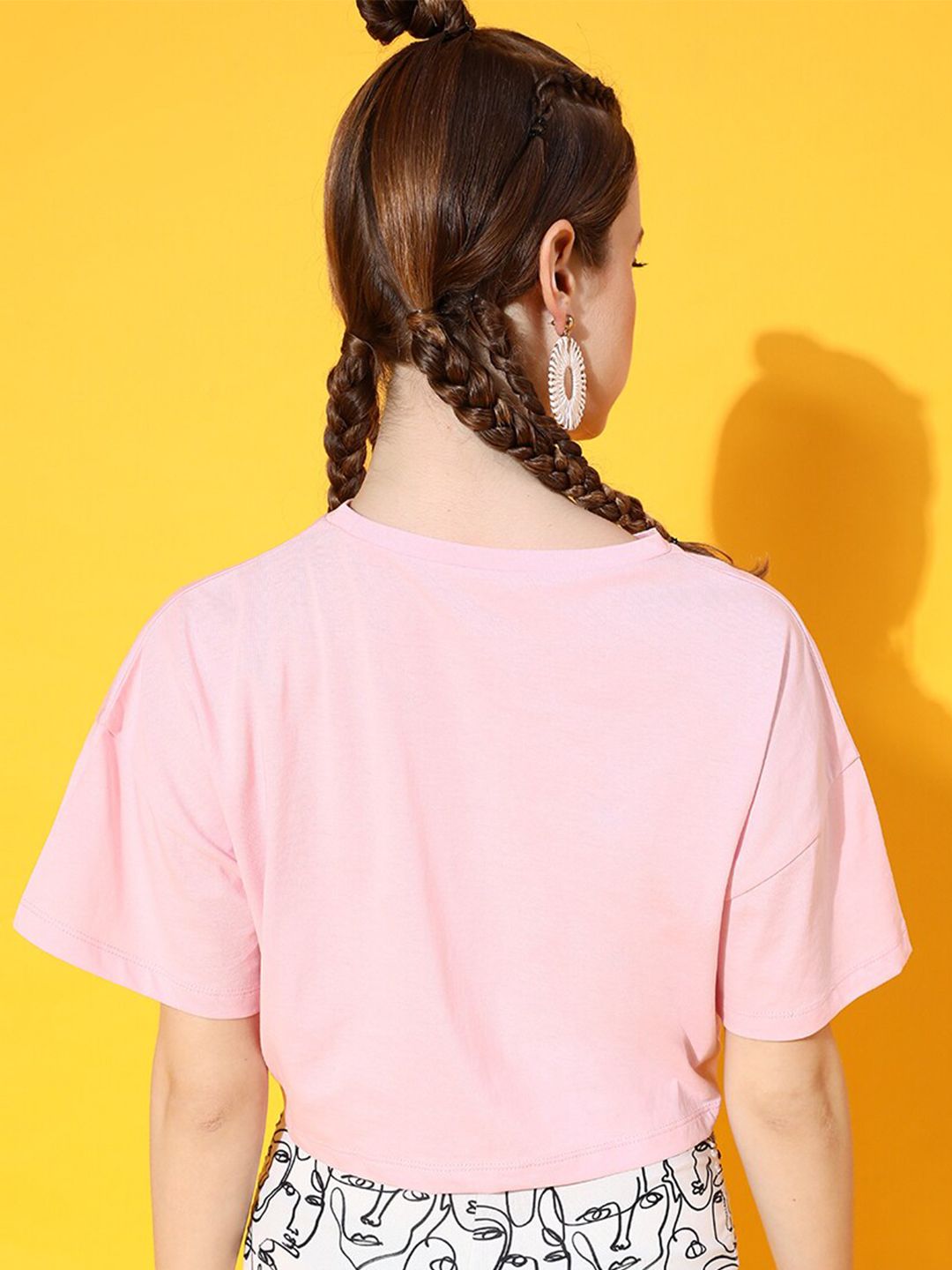 STREET 9 Women Pink Solid Crop Tshirt
