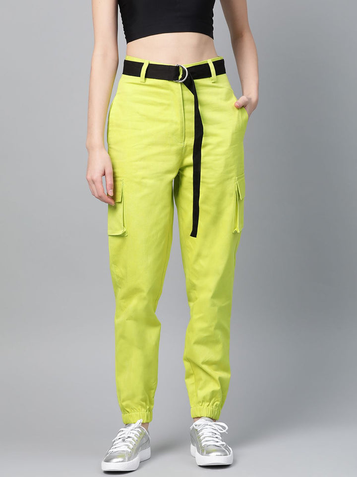 STREET 9 Women Lime Green Cargos