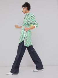 DressBerry Artistic Flair Printed Shirt Style Longline Top