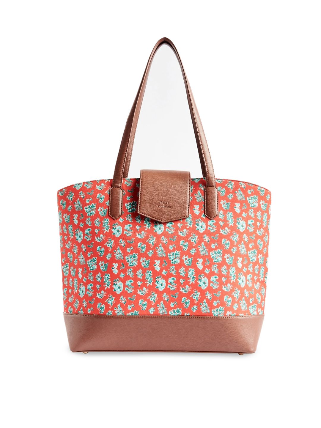 TEAL BY CHUMBAK Floral Printed Oversized Shopper Shoulder Bag