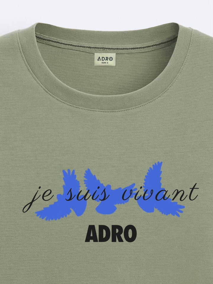 ADRO Men Typography Printed Raw Edge T-shirt