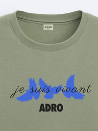 ADRO Men Typography Printed Raw Edge T-shirt