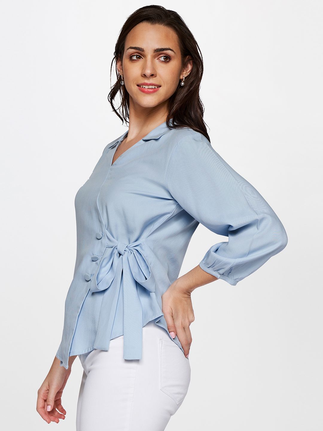 AND Puff Sleeve Wrap Top