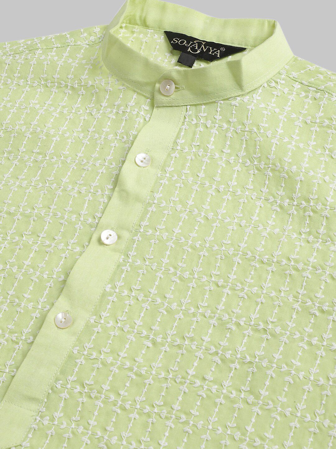 SOJANYA Geometric Embroidered Thread Work Pure Cotton Kurta